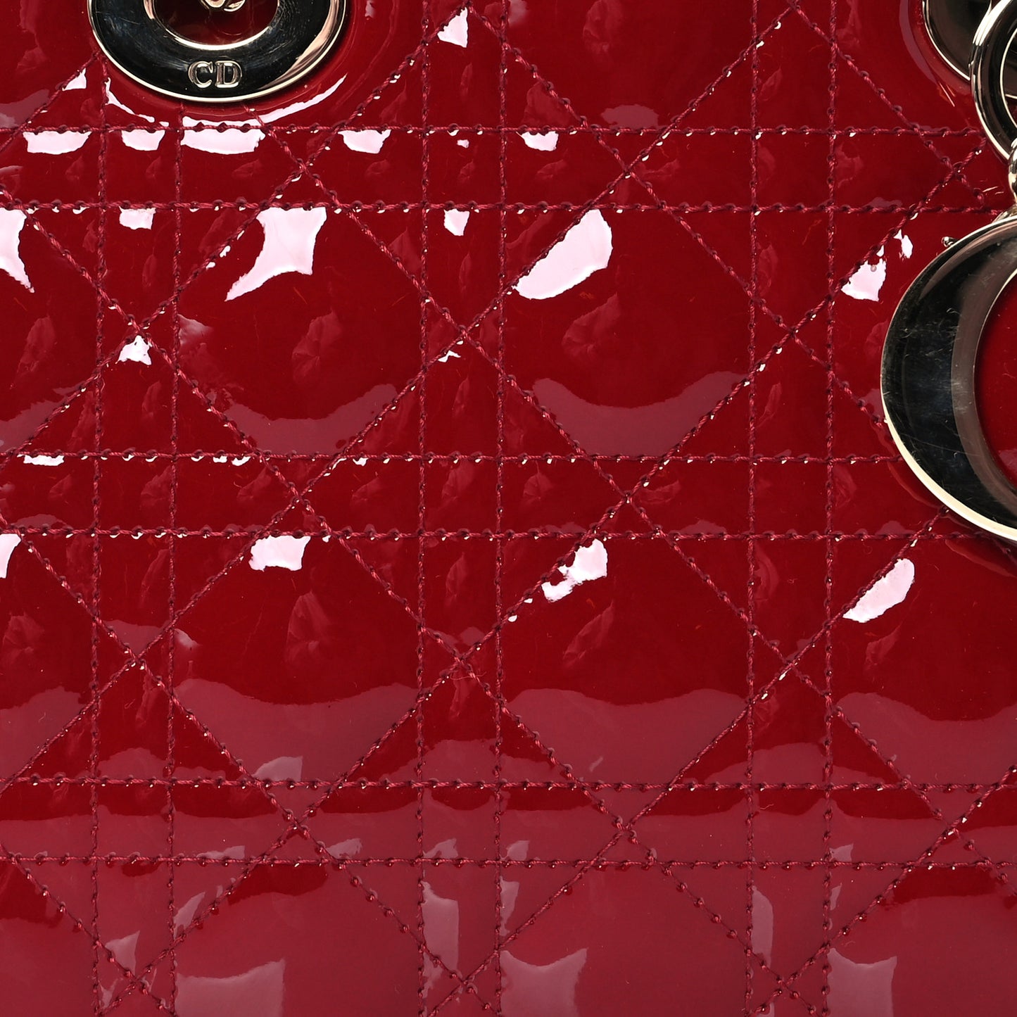 Patent Cannage Small Lady Dior Cherry Red