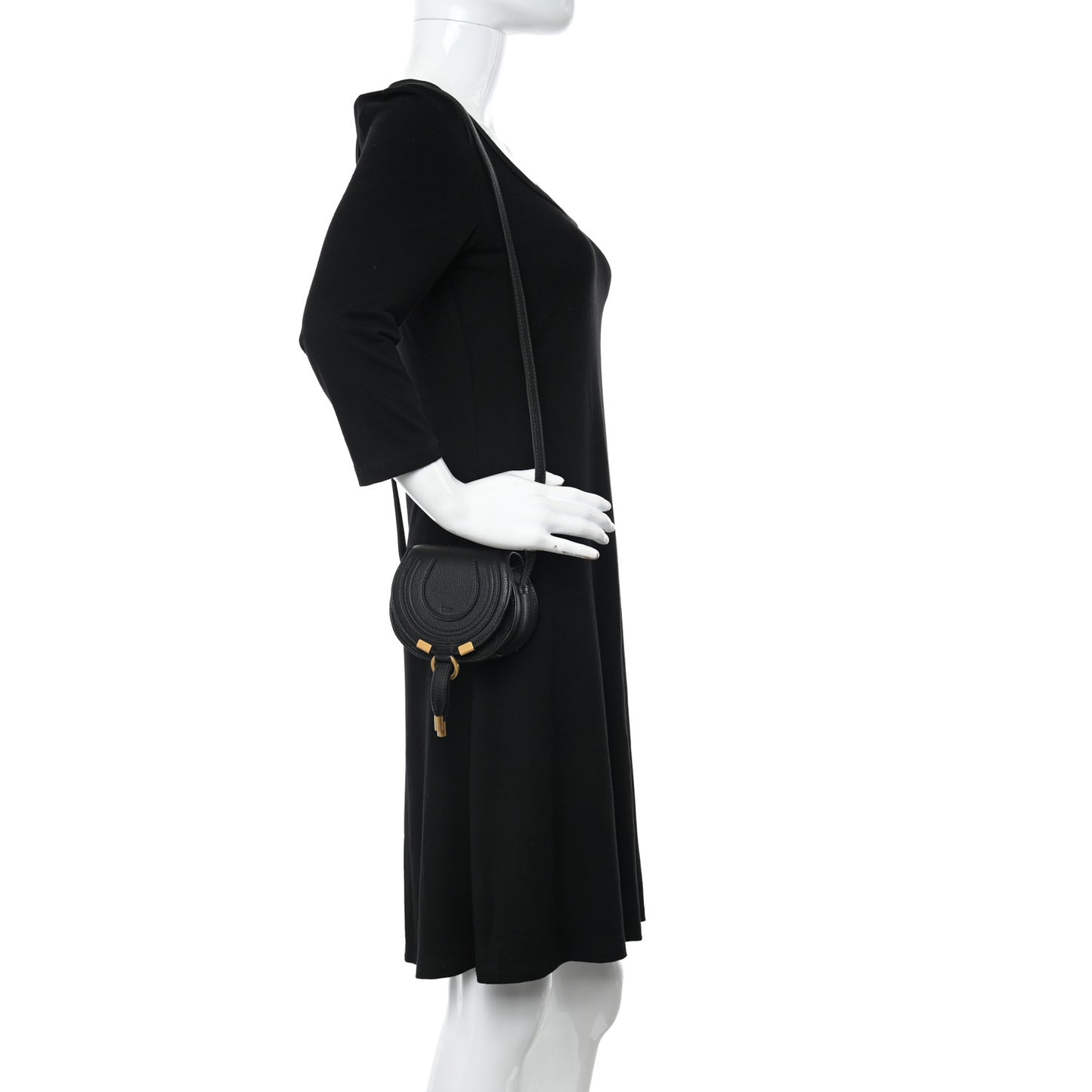 Calfskin Nano Marcie Saddle Bag Black