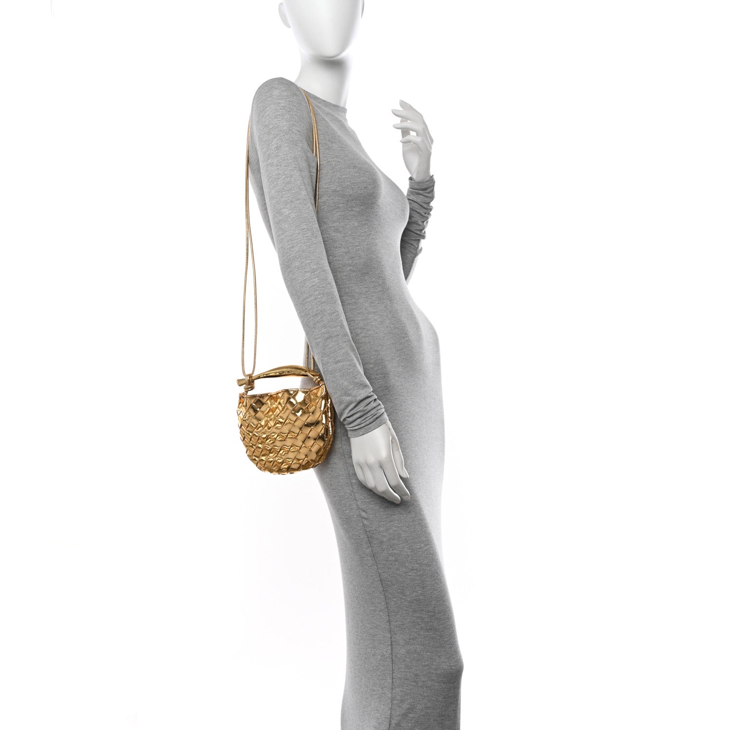Bottega Veneta Mirror Laminated Nappa Intrecciato Mini Sardine Bag Gold 2 of 9