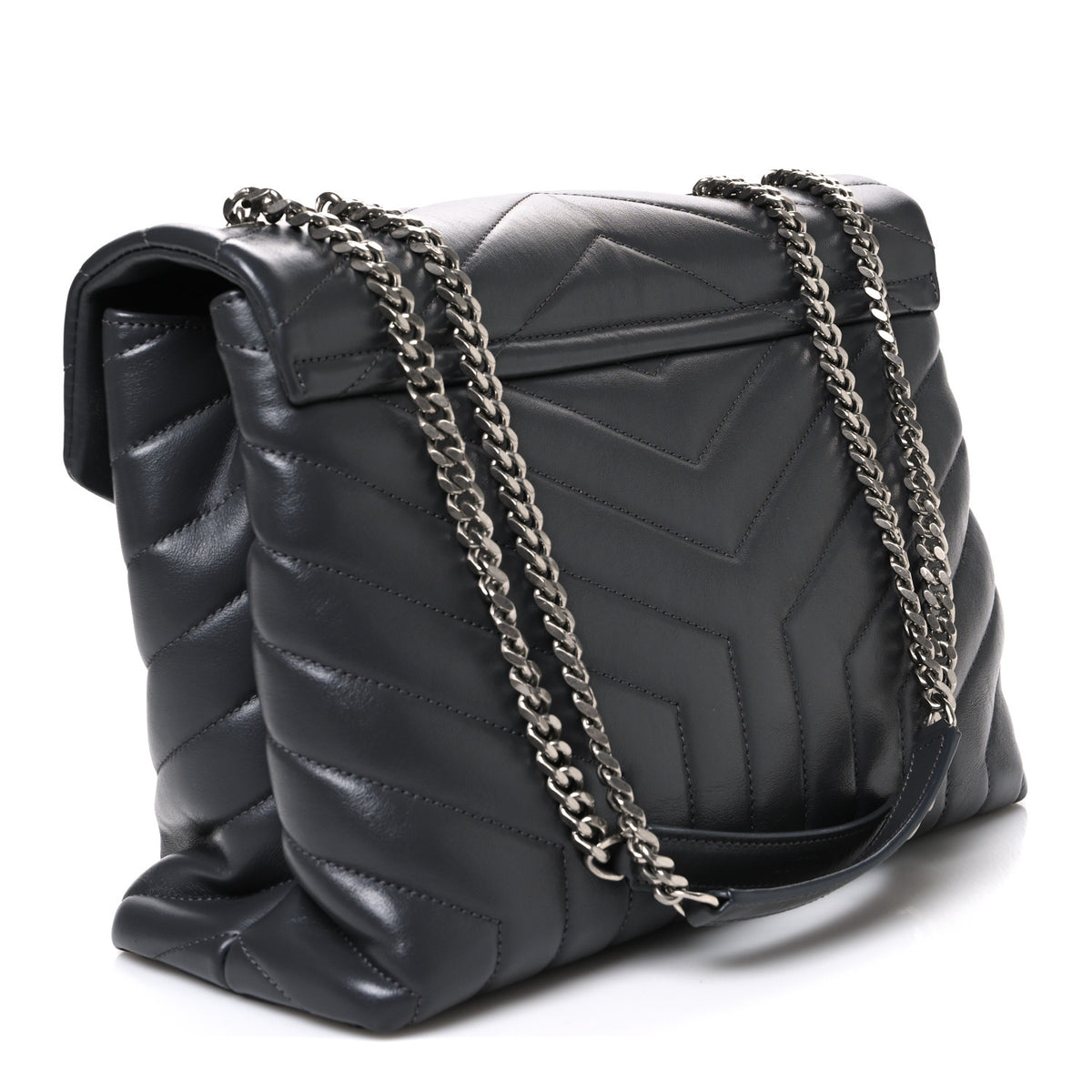 Calfskin Y Quilted Monogram Medium Loulou Chain Satchel Storm