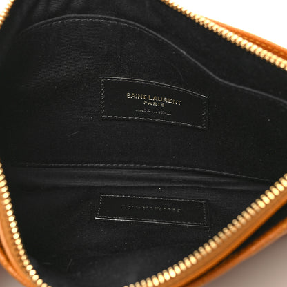 Saint Laurent Grain De Poudre Chevron Monogram Large Bill Pouch Senape Yellow 5 of 11