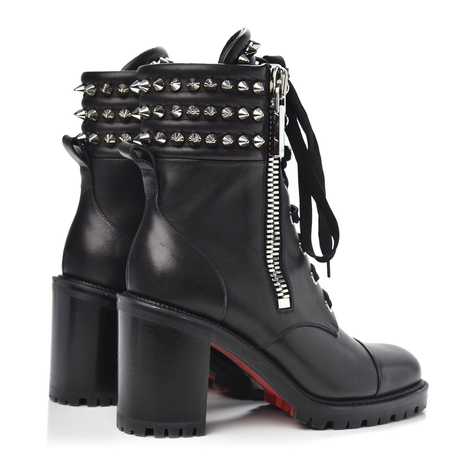 Christian Louboutin Calfskin Winter Spikes 70 Combat Boots 38 Black 4 of 7
