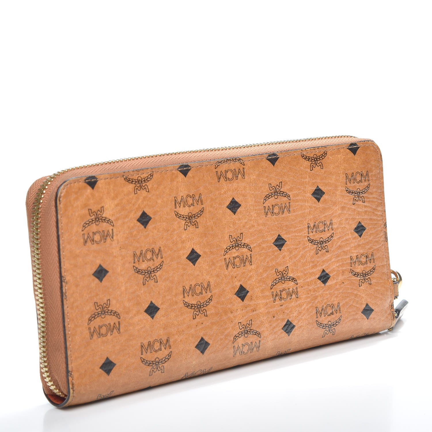 MCM Visetos Large Zip Around Wallet Cognac 2 of 6