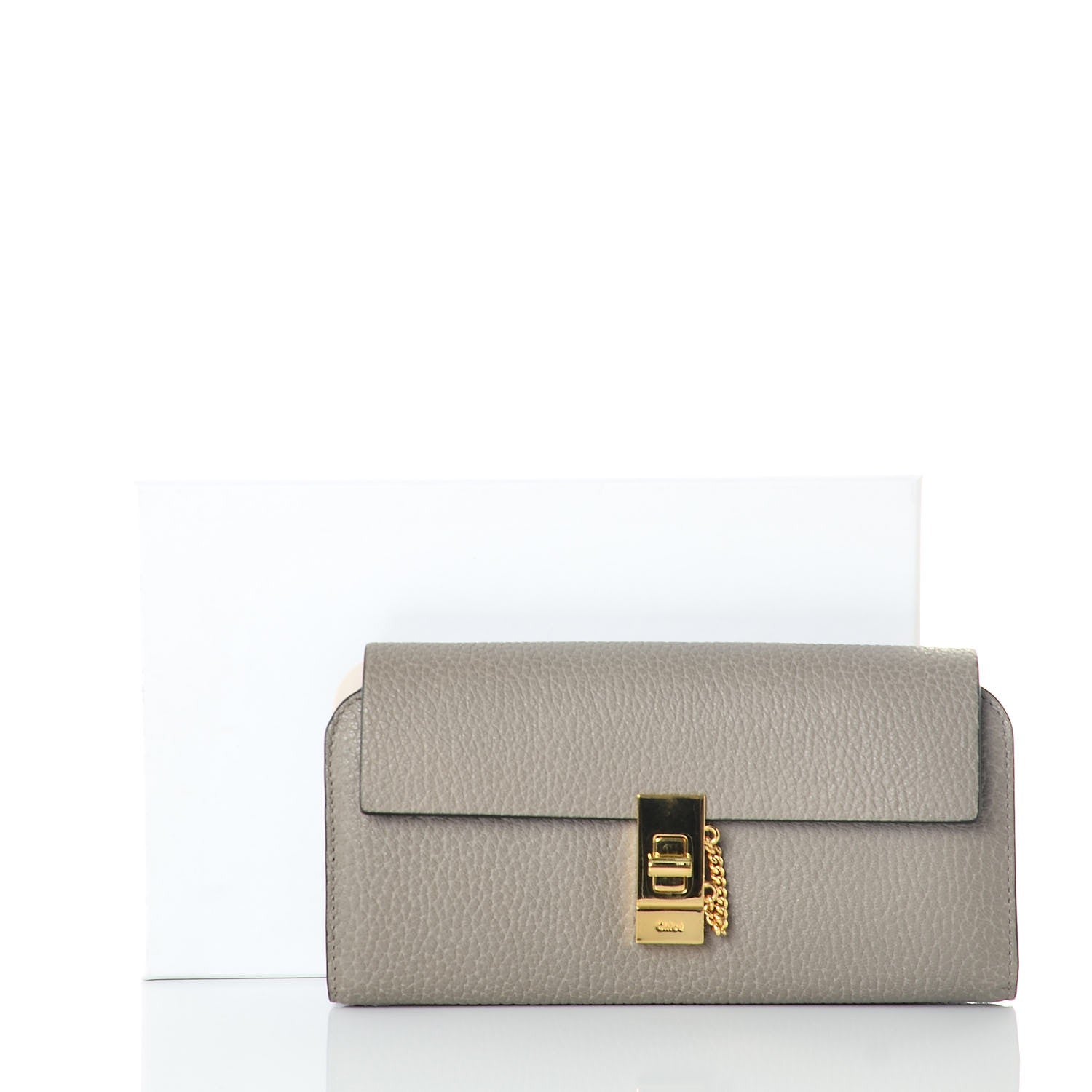 Chloe Grained Lambskin Drew Long Wallet with Flap Motty Grey 8 of 8