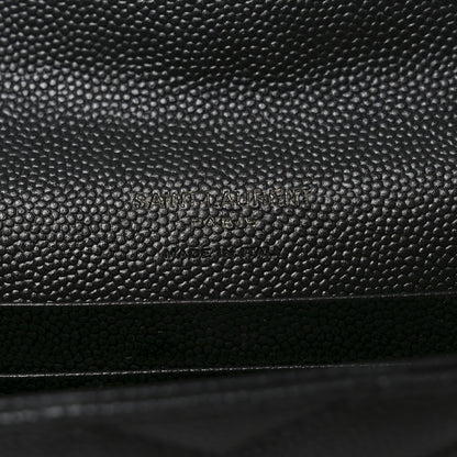 Saint Laurent Grain De Poudre Matelasse Chevron Small Monogram Envelope Wallet Black 6 of 7