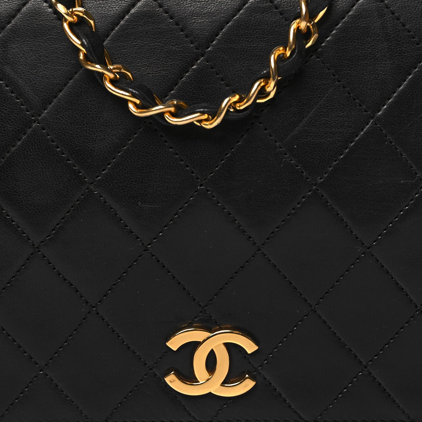 Lambskin Quilted Small Single Flap Black