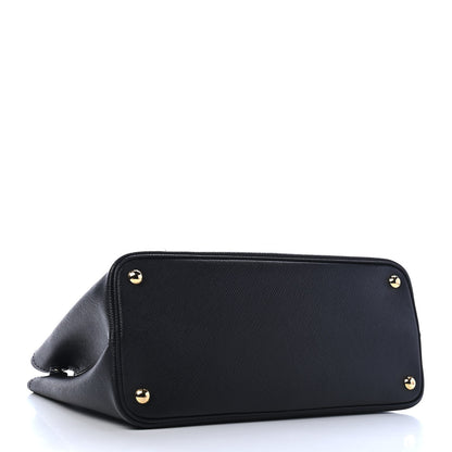 Prada Saffiano Cuir Medium Double Bag Black Fuoco 4 of 9