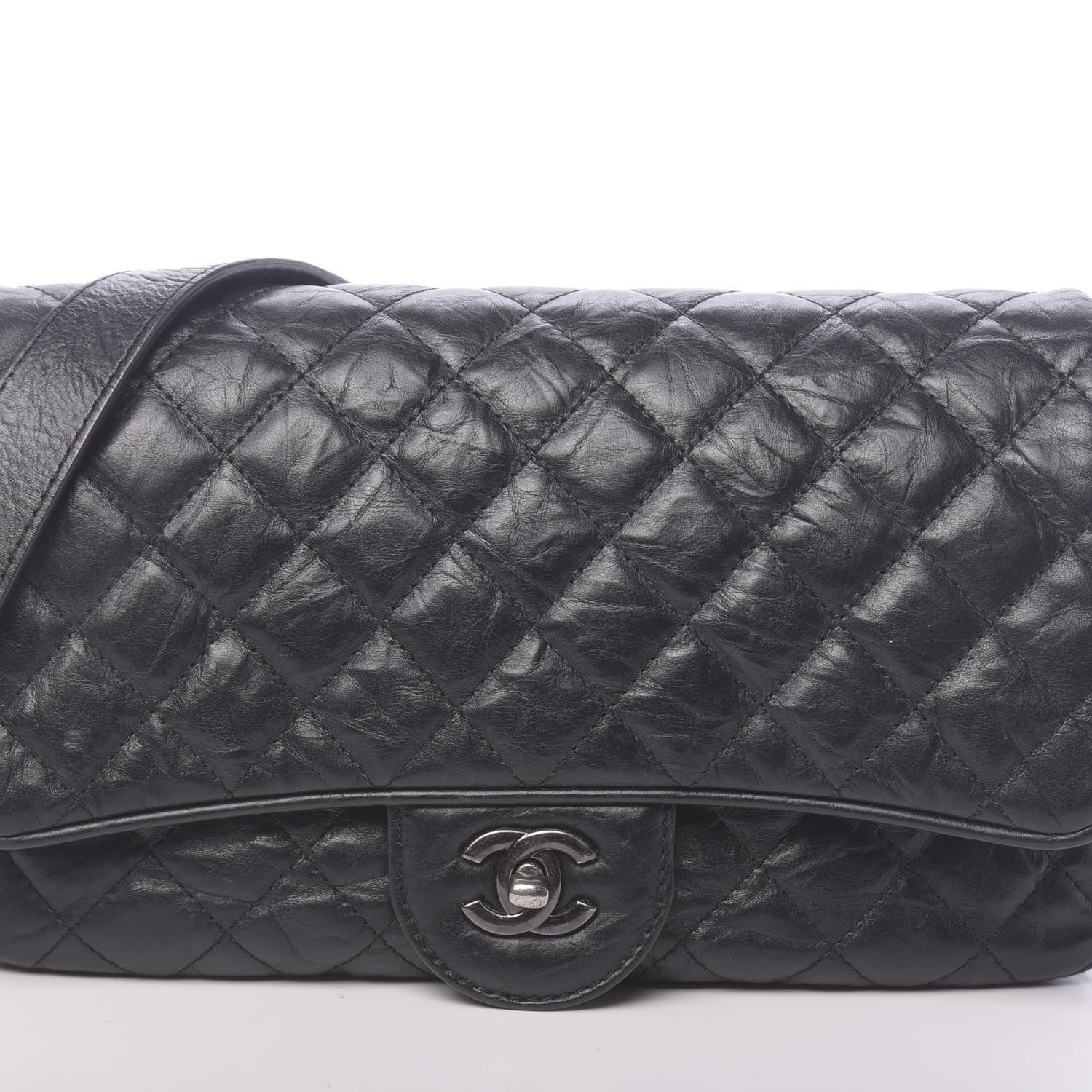 Chanel Crumpled Calfskin Quilted Small Casual Rock Flap Black 10 of 11