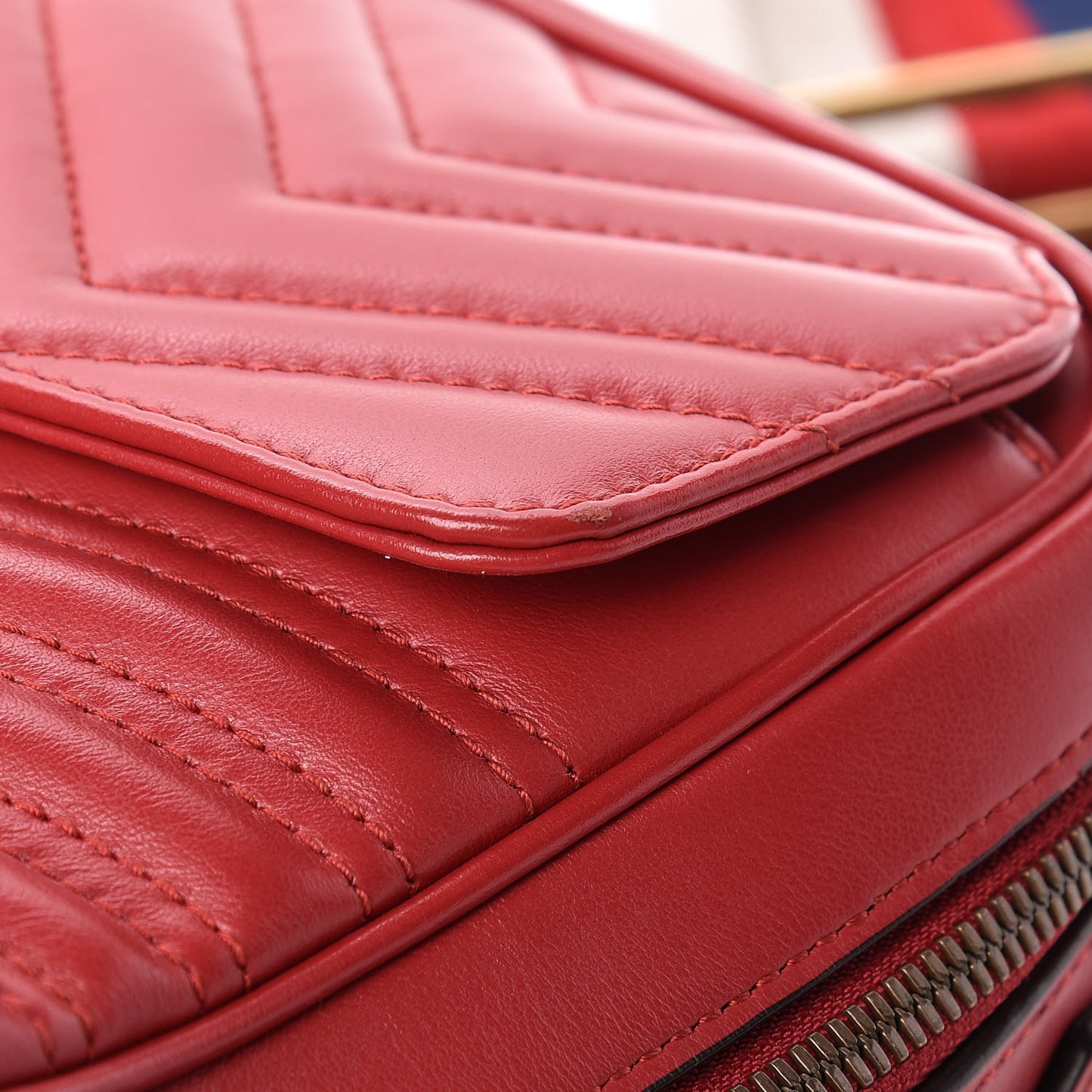 Calfskin Matelasse Sylvie Web Small GG Marmont Top Handle Shoulder Bag Hibiscus Red