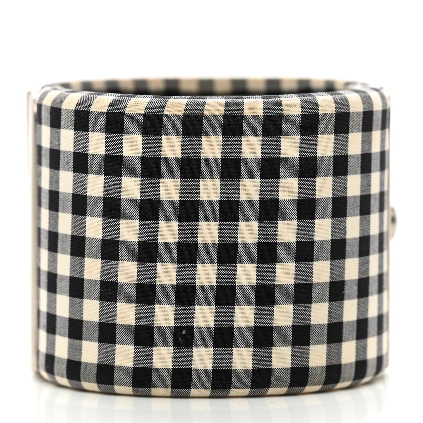 Fabric Metal Enamel Gingham CC Cuff Black White
