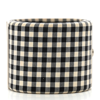 Chanel Fabric Metal Enamel Gingham CC Cuff Black White 3 of 4