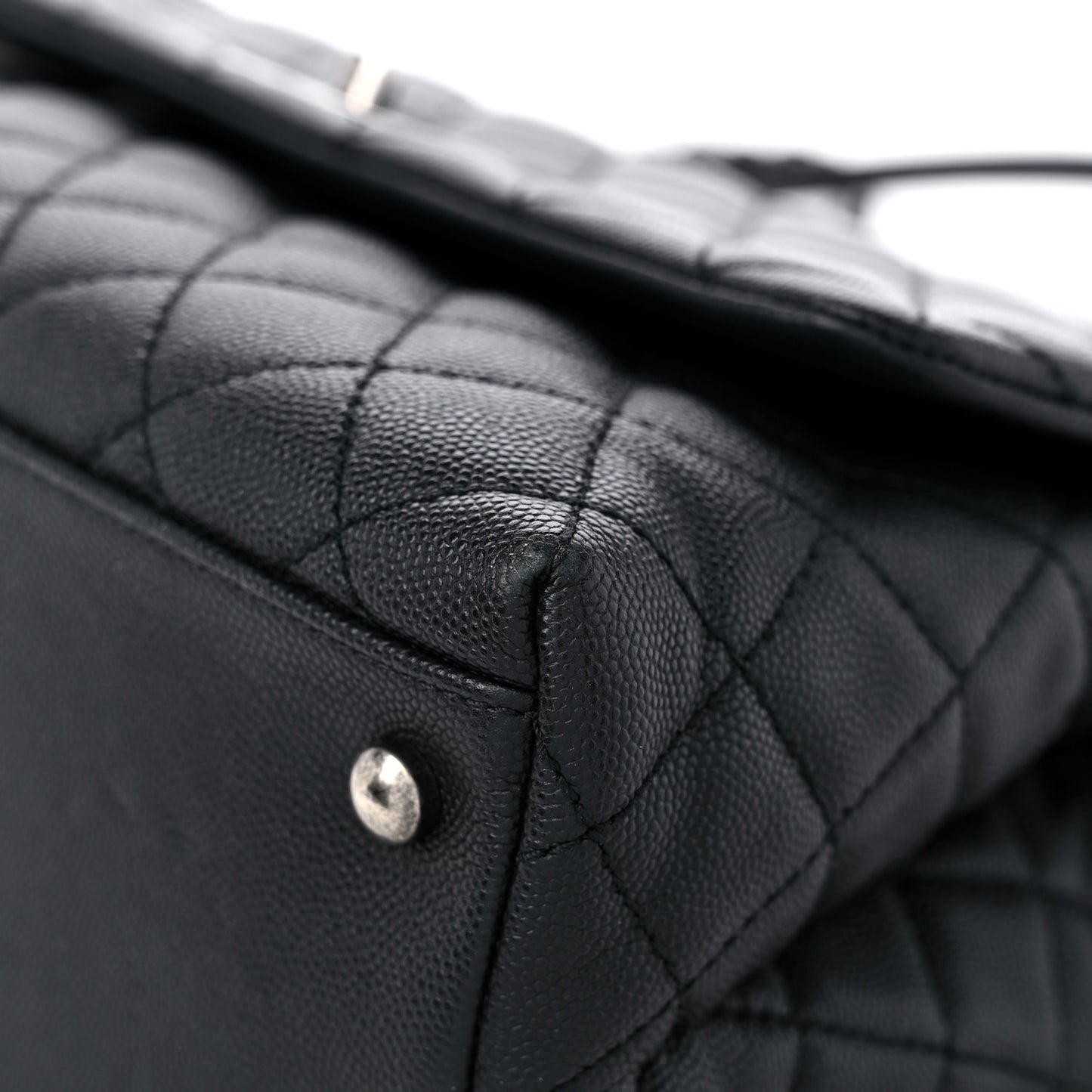 Caviar Lizard Embossed Quilted Small Coco Handle Flap Black