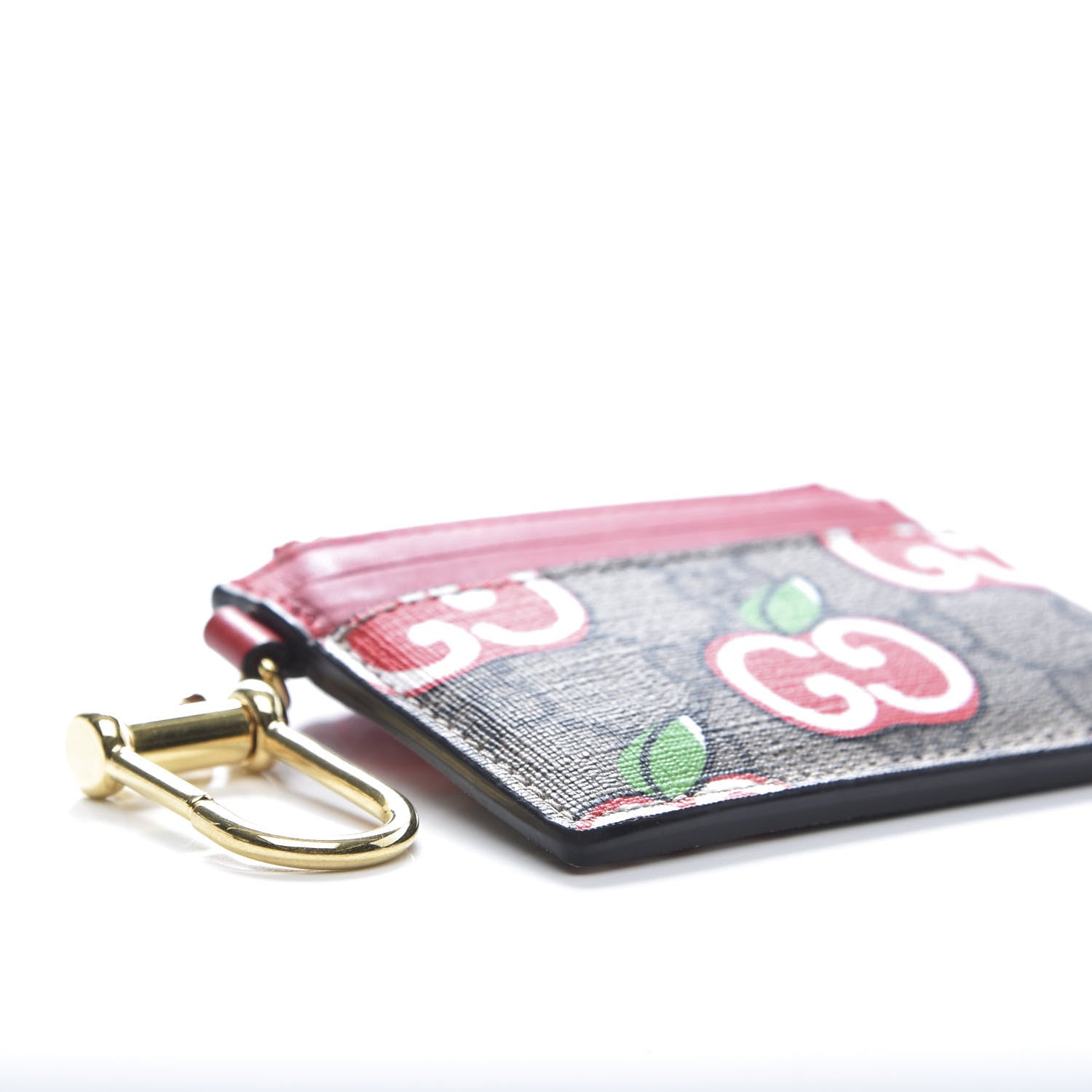 Gucci GG Supreme Monogram Apple Key Coin Case Card Holder Beige Multicolor Lobster Red 7 of 9