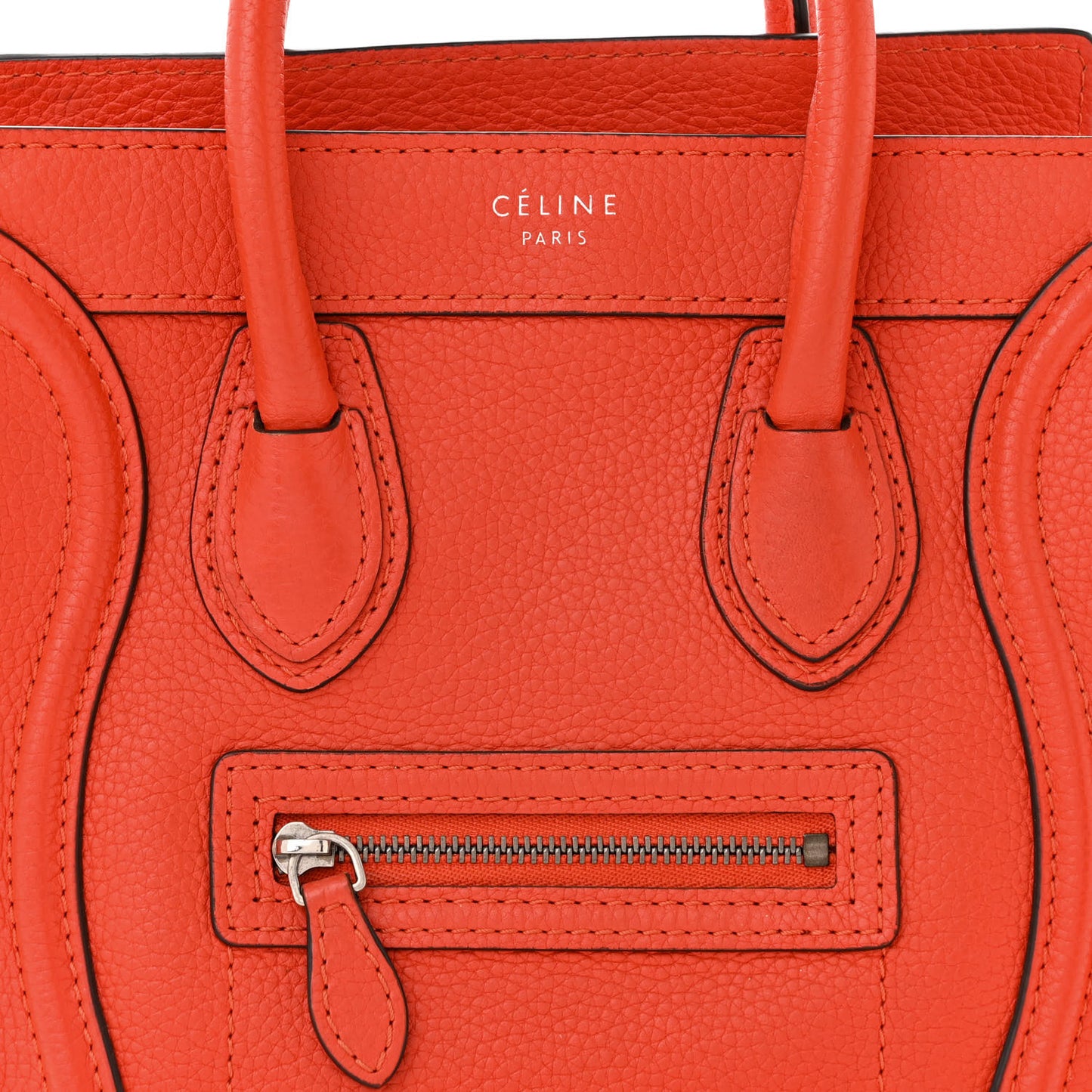 Drummed Calfskin Nano Luggage Vermillion