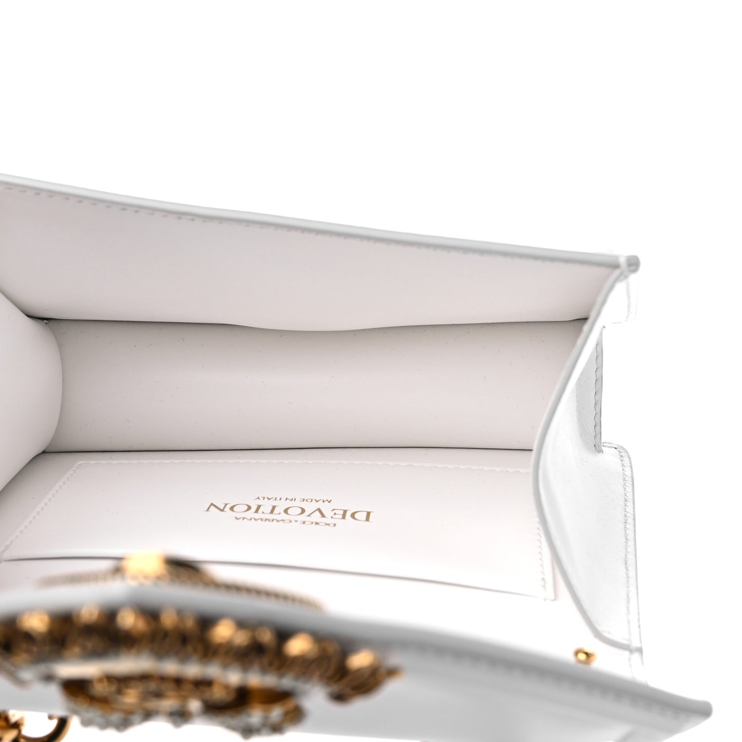 DOLCE & GABBANA Smooth Calfskin Small Devotion Envelope Top Handle Bag White