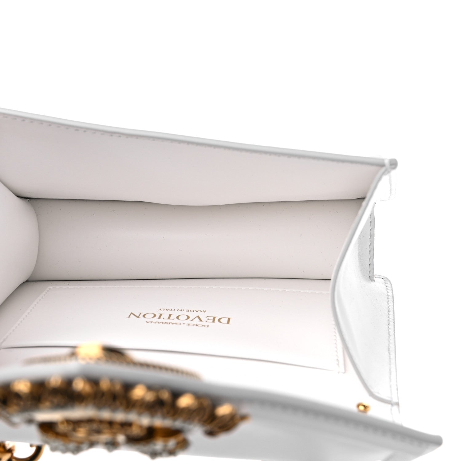 Dolce & Gabbana DOLCE & GABBANA Smooth Calfskin Small Devotion Envelope Top Handle Bag White 5 of 9