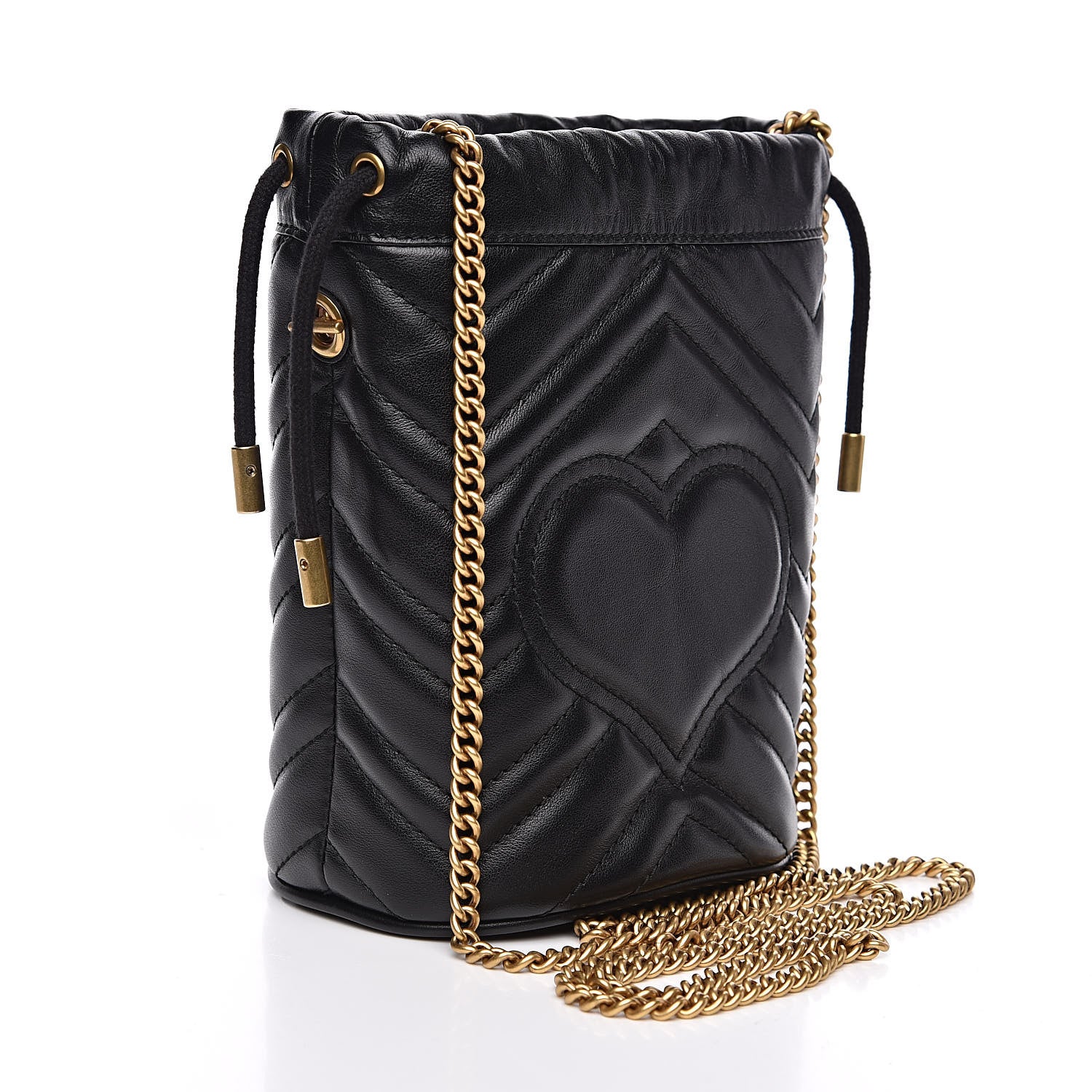 Gucci Calfskin Matelasse Mini GG Marmont 2.0 Bucket Bag Black 3 of 12