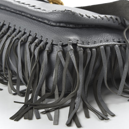 Valentino Garavani Grained Calfskin C Rockee Scarab Fringe Shoulder Bag Grey 6 of 8