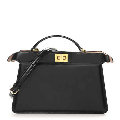 Fendi Vitello King Luxor Shiny Nappa Medium Peekaboo I SEE U East West Satchel Black Light Rose 1 of 9