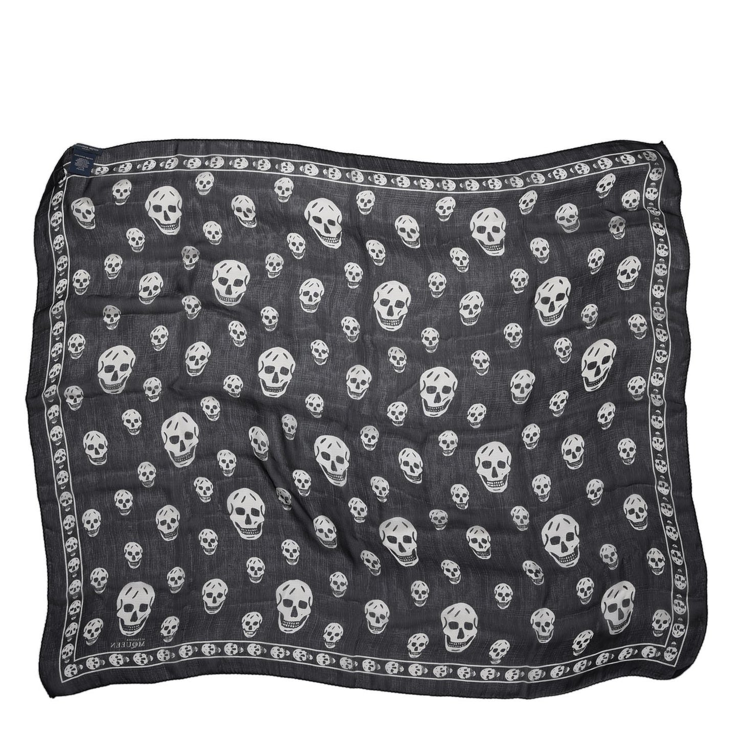 Silk Chiffon Skull Scarf Black Ivory
