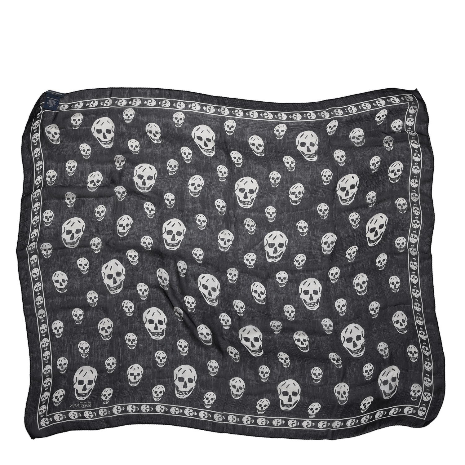 Alexander McQueen Silk Chiffon Skull Scarf Black Ivory 4 of 7