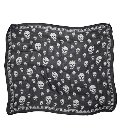 Alexander McQueen Silk Chiffon Skull Scarf Black Ivory 4 of 7