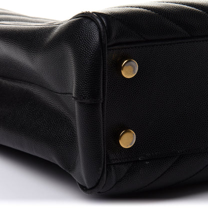 Saint Laurent Grain De Poudre Matelasse Chevron Monogram Shopping Bag Black 9 of 11