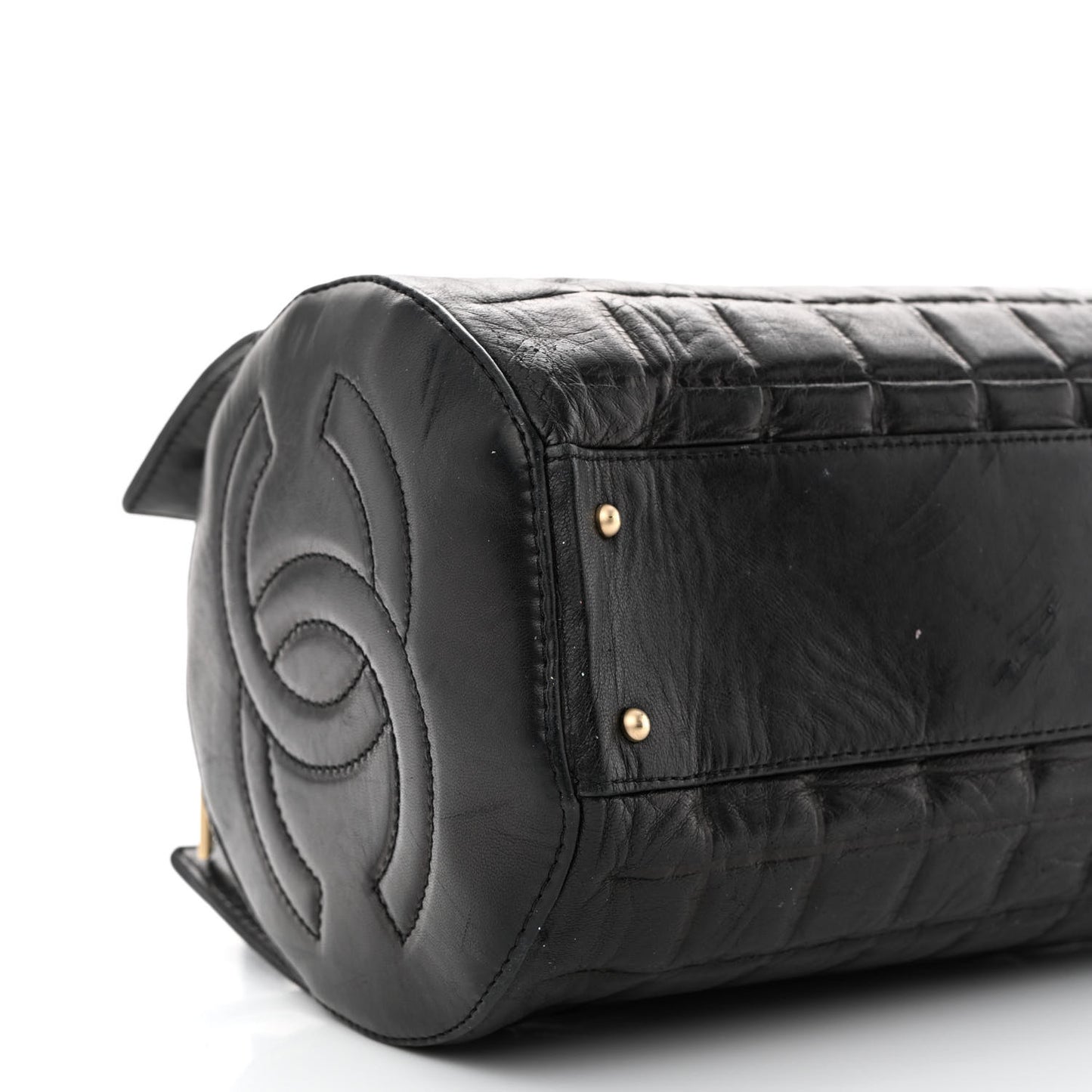 Lambskin Quilted Chocolate Bar Shoulder Bag Black