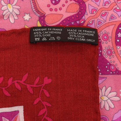 Hermes Cashmere Silk Aux Portes Du Palais Shawl 140 Framboise Rose Mauve 3 of 4