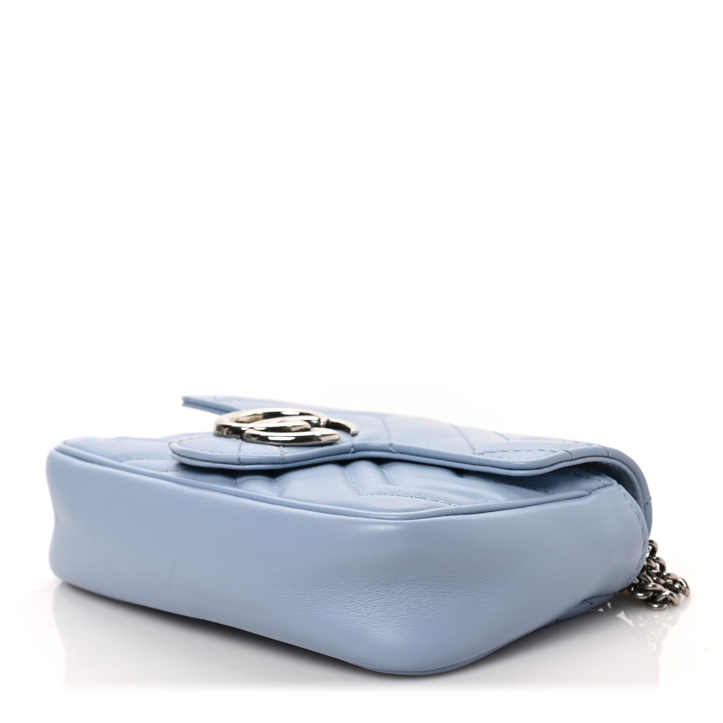Calfskin Matelasse Super Mini GG Marmont Shoulder Bag Porcelain Light Blue