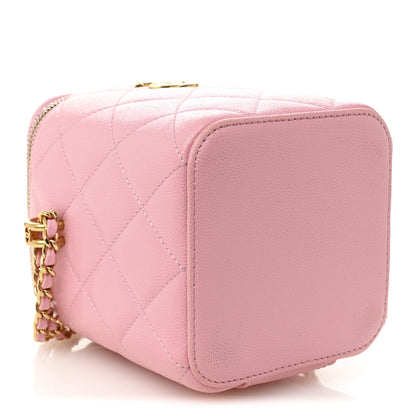 Chanel Caviar Quilted Tiny CC Vanity Case With Chain Pink 4 of 11