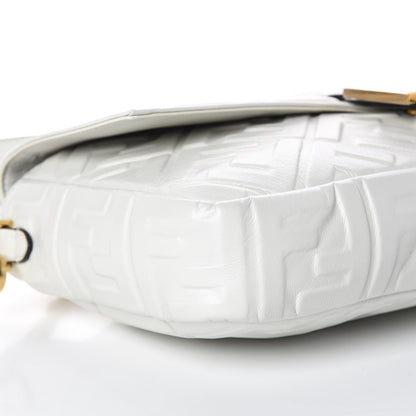 Fendi Nappa FF 1974 Embossed Large Baguette White 8 of 9