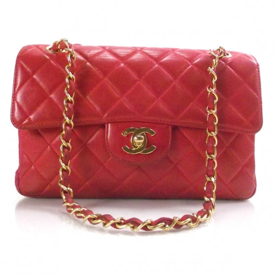 Lambskin Double Sided Small Flap Red