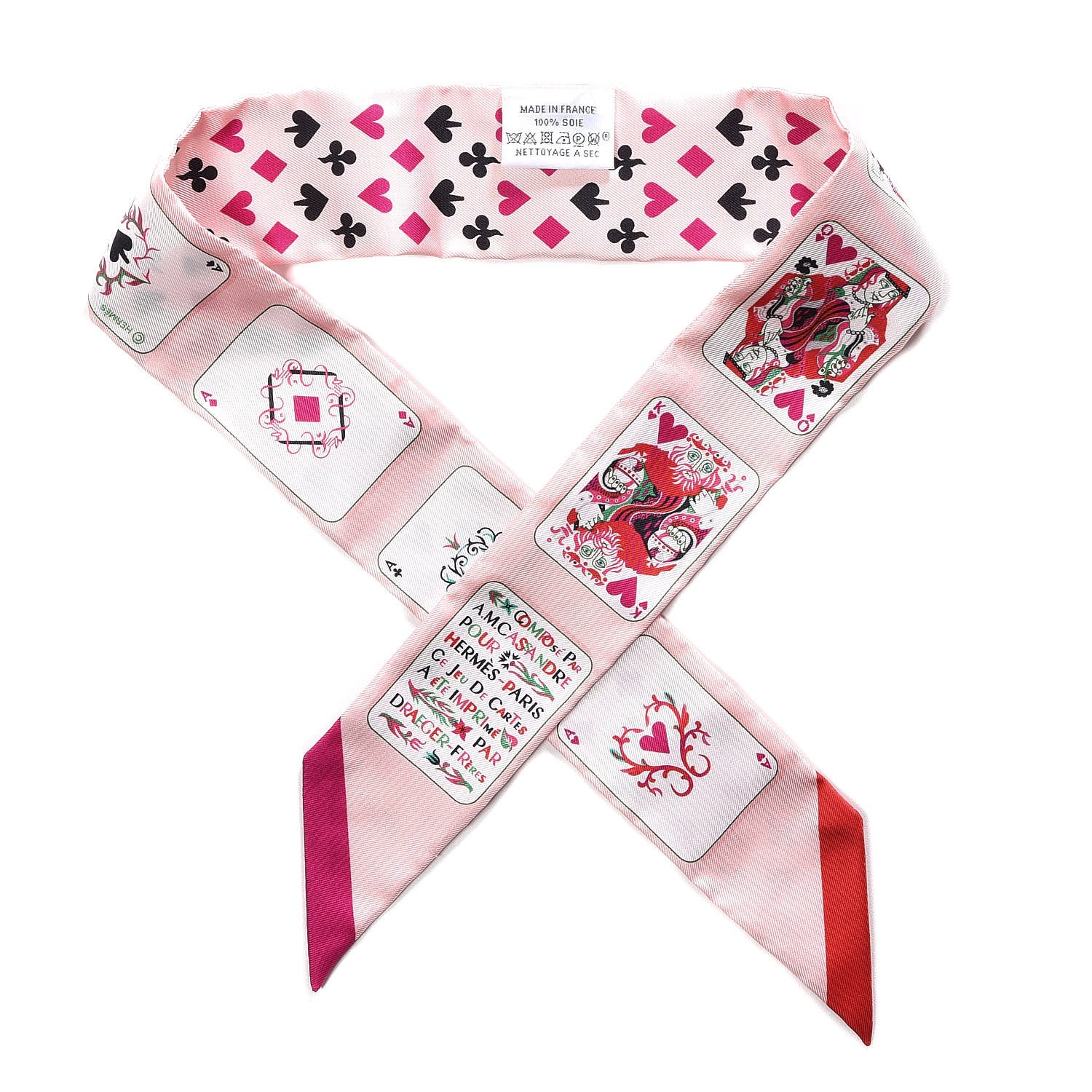 Hermes Silk Jeu de Cartes Twilly Rose Nacre Fuchsia Rouge 1 of 5