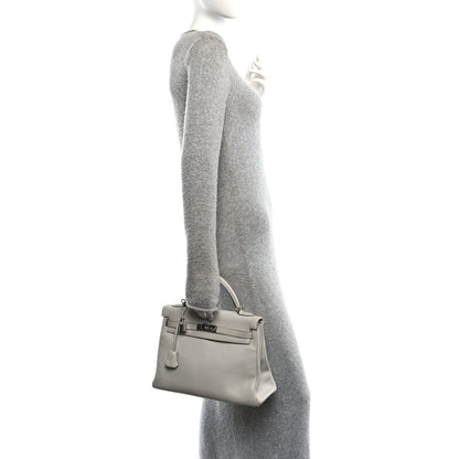 Hermes Taurillon Clemence Kelly Retourne 32 Gris Perle 2 of 11