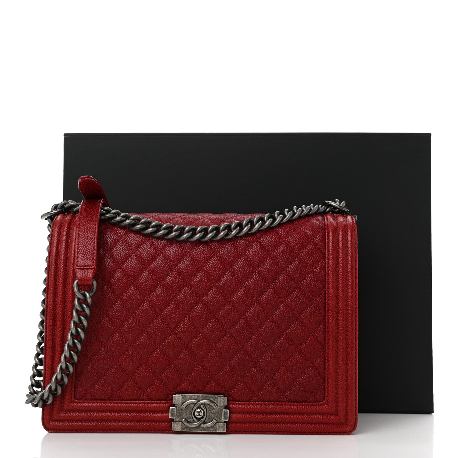 Chanel Caviar Quilted Large Boy Flap Dark Red 13 of 13