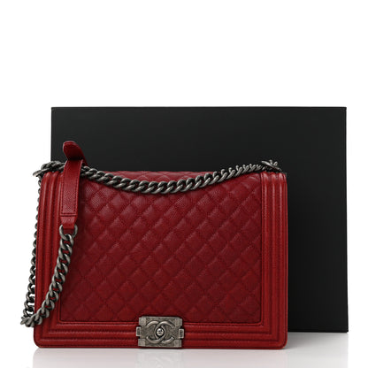 Chanel Caviar Quilted Large Boy Flap Dark Red 13 of 13