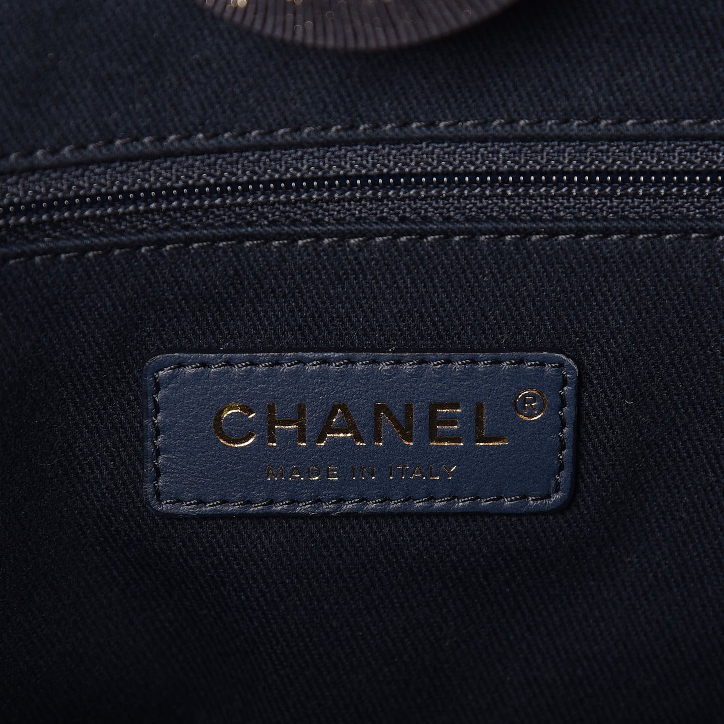 Lurex Canvas Small Deauville Tote Navy Blue Gold