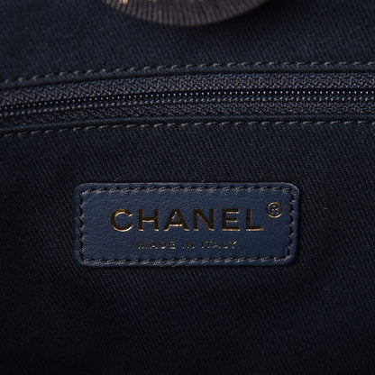 Chanel Lurex Canvas Small Deauville Tote Navy Blue Gold 6 of 10