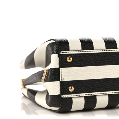 Dolce & Gabbana Dauphine Striped Top Handle Satchel Black White 6 of 7