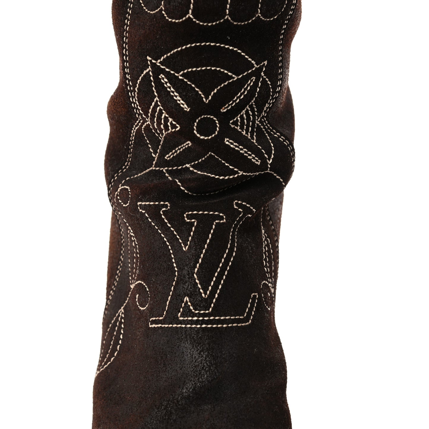 Suede Cowboy Knee High Tall Boots 36.5 Brown