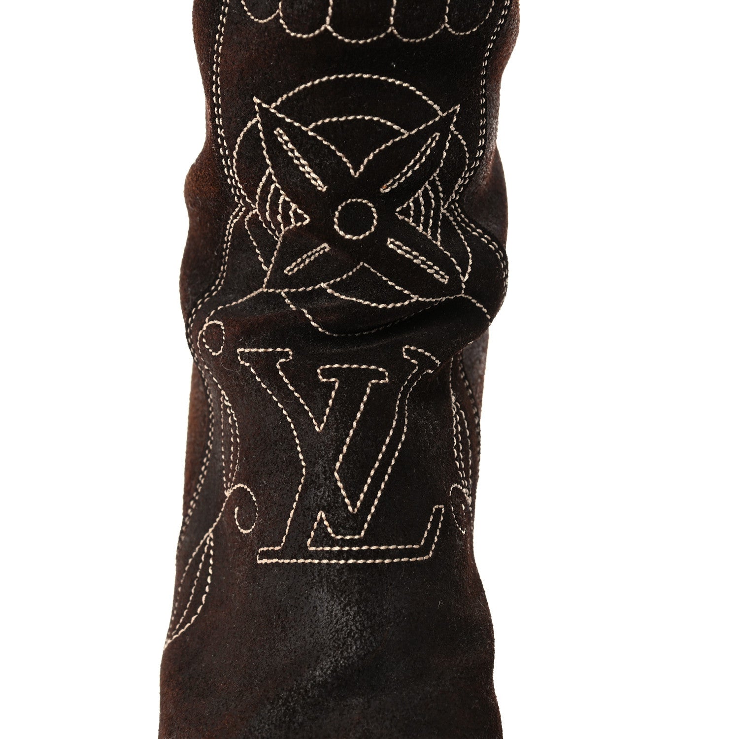Louis Vuitton Suede Cowboy Knee High Tall Boots 36.5 Brown 19 of 19