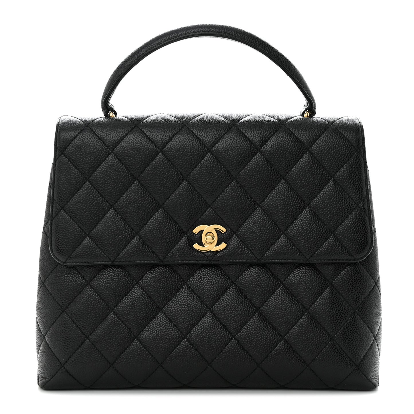 Caviar Quilted Jumbo Kelly Flap Black