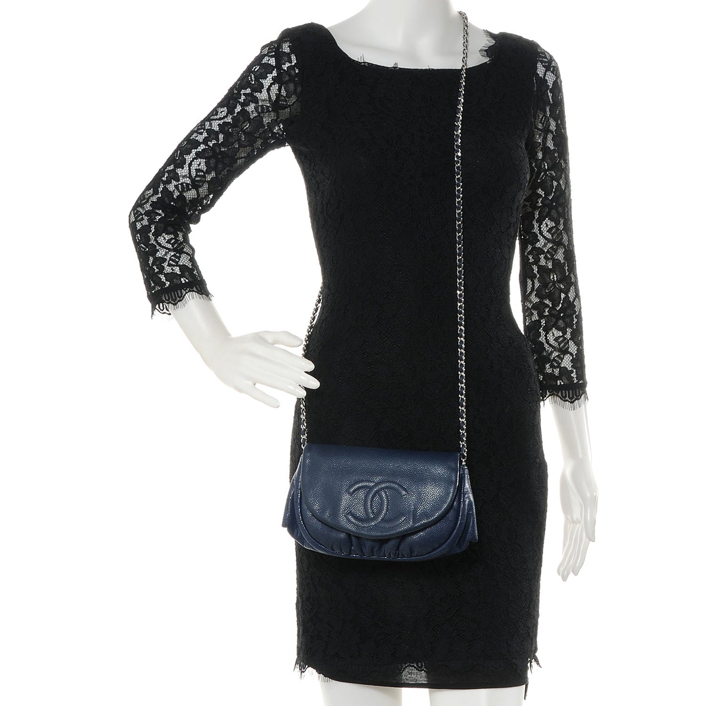 Caviar Half Moon Wallet On Chain WOC Dark Blue