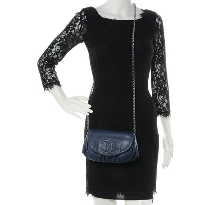 Chanel Caviar Half Moon Wallet On Chain WOC Dark Blue 2 of 10