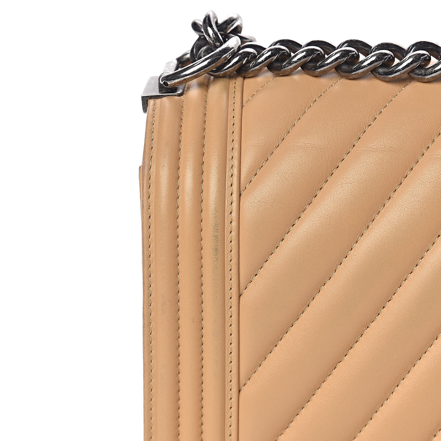Chanel Lambskin Chevron Quilted New Medium Boy Flap Beige 12 of 22