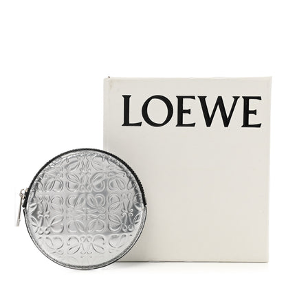Loewe Metallic Calfskin Embossed Anagram Cookie Zip Coin Purse Silver 8 of 8