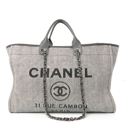 Chanel Woven Straw Raffia Large Deauville Tote Grey 1 of 10