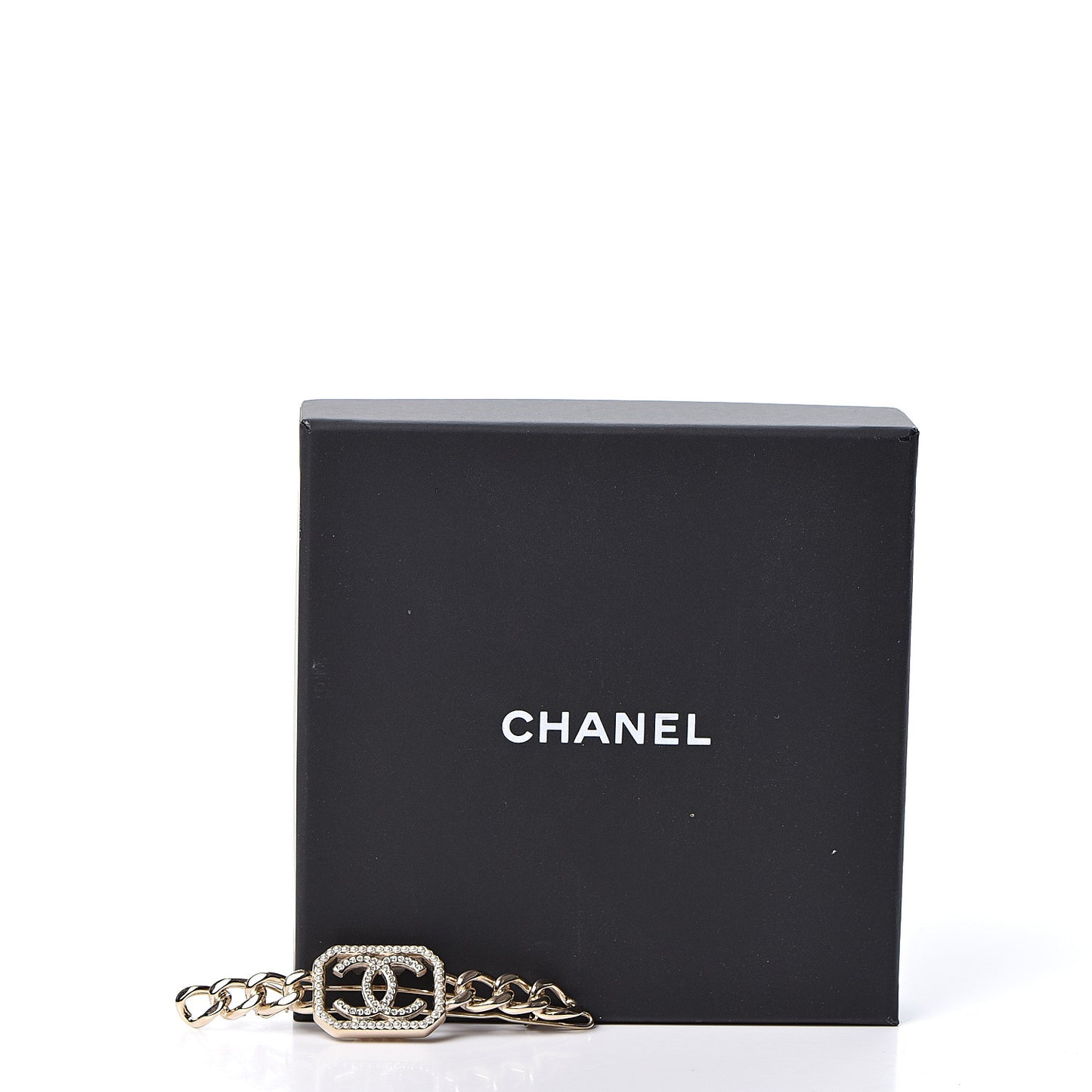 Crystal Chain CC Vendome Hair Clip Barrette Gold