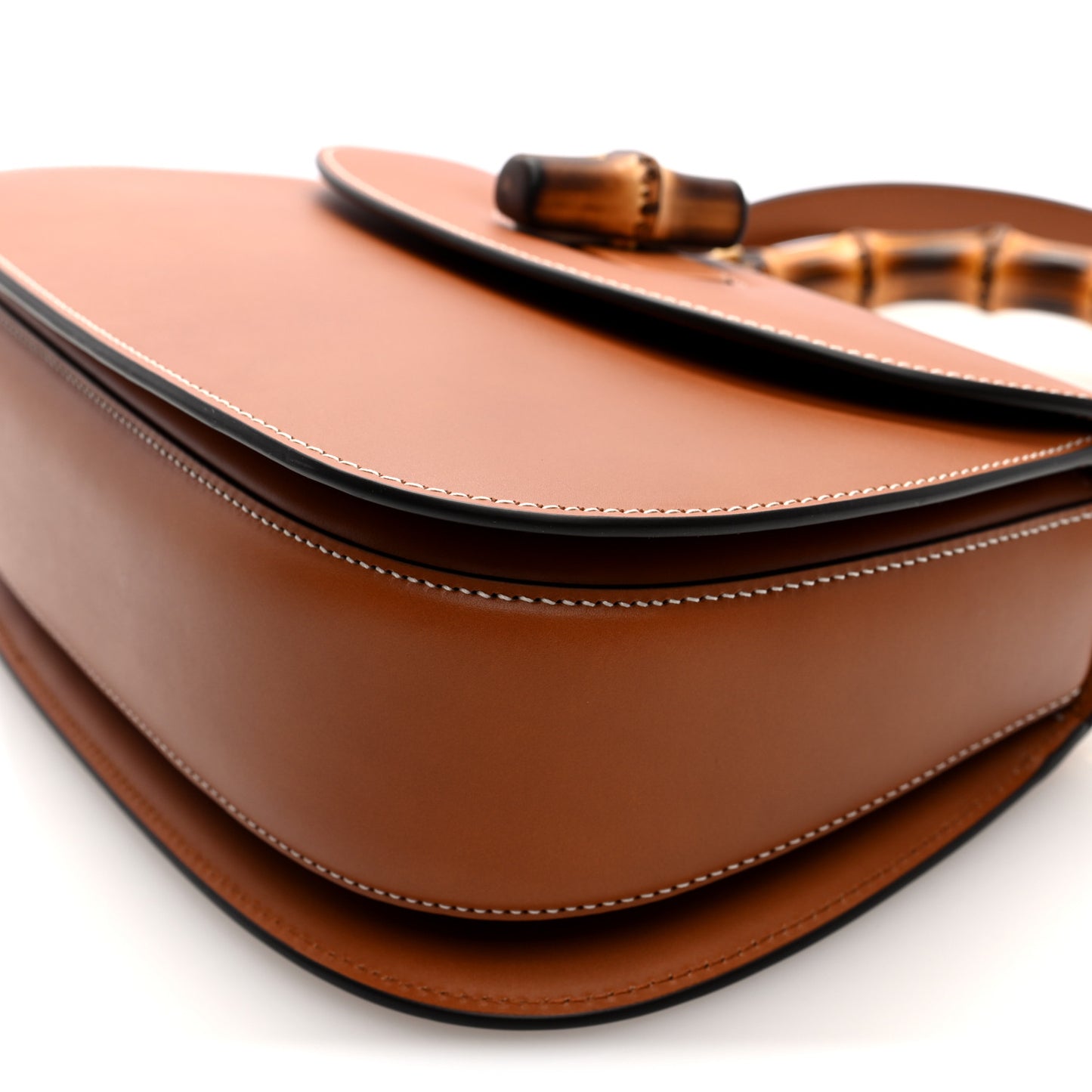 Tritone Calfskin Web Medium Bamboo 1947 Top Handle Bag Harness Brown